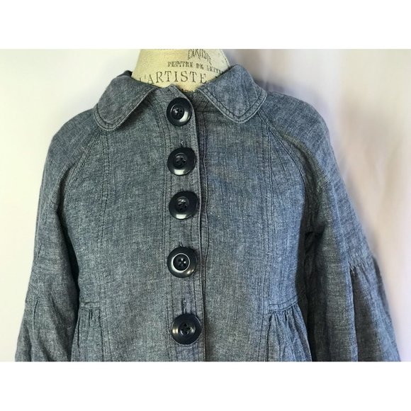 Free People Denim Blue Button Down Jacket Size XS - Picture 7 of 11